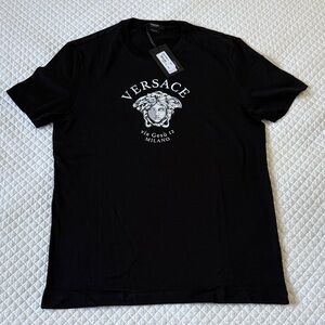 New Versace Black Short Sleeve Medusa Logo Tee